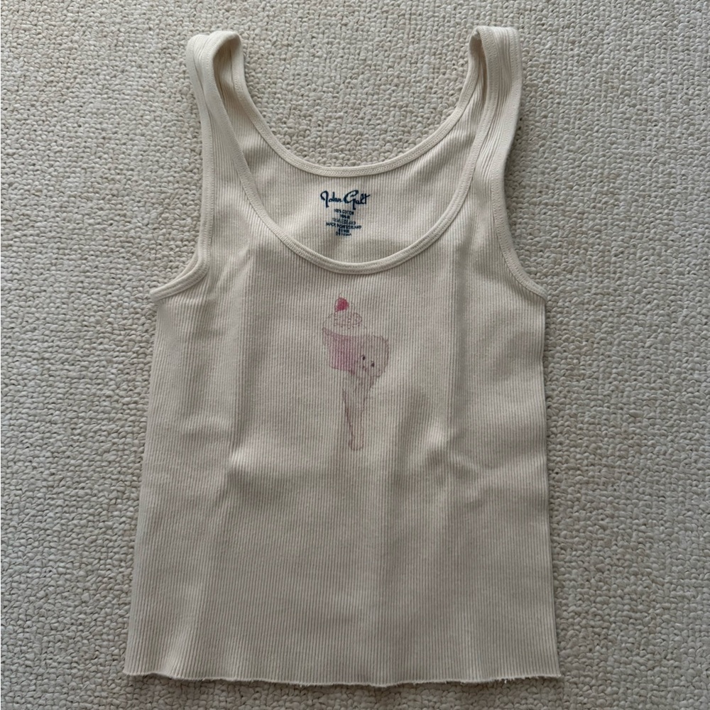 Brandy Melville Cream Ribbed Tank Top
